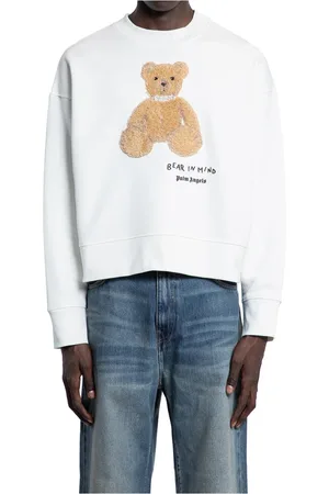 Palm Angels Sweathshirts & Hoodies, Herre, Hvid, XL, Uld, Bear in Mind Grafisk Crewneck Sweater