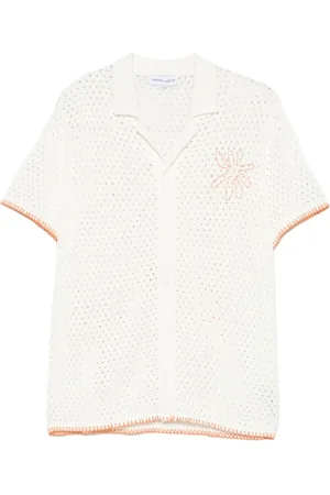 Maison Labiche Skjorte, Herre, Hvid, L, Hvid Camp Krave Skjorte Korte Ærmer