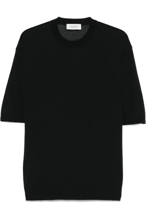 LANEUS Strik, Herre, Sort, S, Sort Crew Neck T-shirt