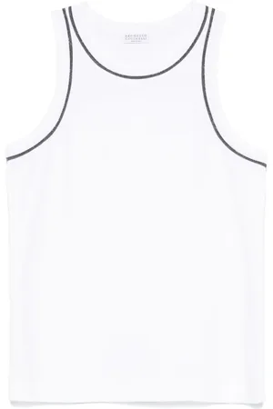 Brunello Cucinelli Top, Dame, Hvid, M, Hvid Crew Neck Ærmeløs Top