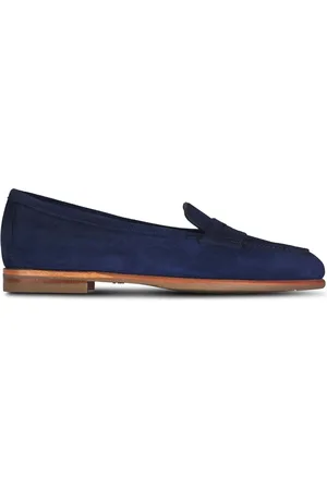 santoni Sko, Dame, Blå, 41 EU, Læder, Blå Ruskind Slip-On Blokhæl Sko