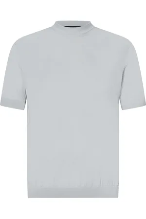 LOW BRAND Top, Herre, Blå, L, Grå Crewneck Sweatshirt Intarsia Detalje