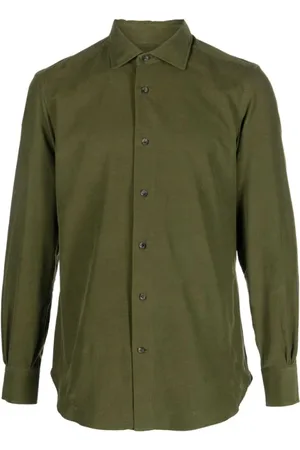 MAZZARELLI Skjorte, Herre, Grøn, 2XL, Bomuld, Casual Bluser