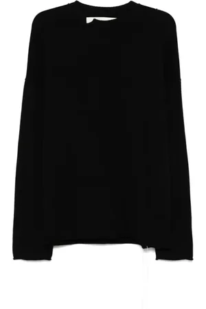 ISABEL BENENATO Strik, Herre, Sort, XL, Uld, Sort Rippet Drop Skulder Sweater