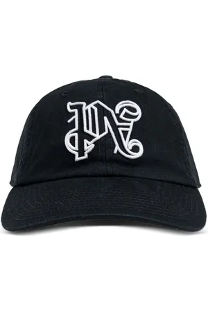 Palm Angels Tilbehør, Herre, Sort, ONE SIZE, Bomuld, Sort Broderet Logo Kasket med Buet Skygge