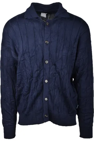 COVERT Strik, Herre, Blå, XL, Uld, Merino Uld Cardigan Sweater