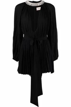 ALEXANDRE VAUTHIER Kjole, Dame, Sort, S, Uld, Sort krystaludsmykket plisseret minikjole