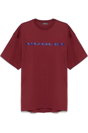 MUGLER Top, Herre, Rød, S, Uld, Blodrød Crew Neck T-shirt