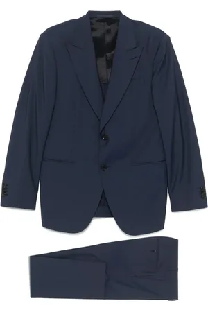 CARUSO Jakkesæt, Herre, Blå, M, Navy Front Button Suit