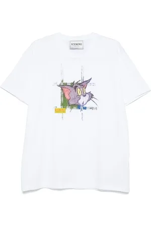 Iceberg Top, Herre, Hvid, L, Bomuld, Logo Print Crew Neck T-shirt