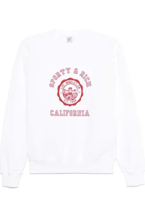 Sporty & Rich Sweathshirts & Hoodies, Dame, Hvid, L, Hvid Sweater med Logo Print