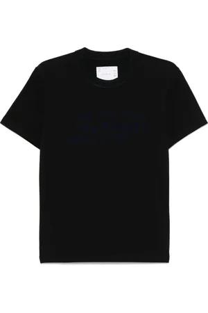 SACAI Top, Dame, Sort, M, Sort Crew Neck T-shirt