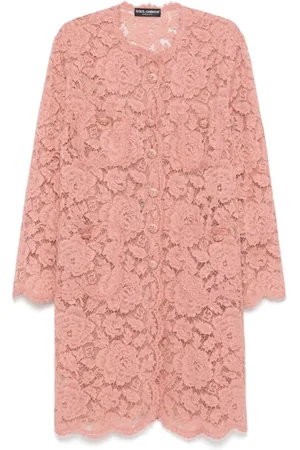 Dolce & Gabbana Kjole, Dame, Lyserød, S, Mauve Kravefri Frakke Lange Ærmer Lommer