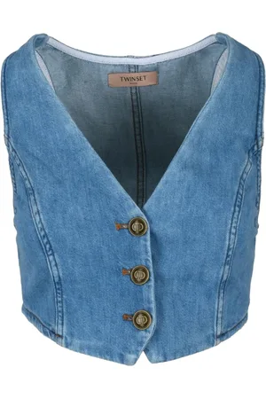 Twin-Set Jakke, Dame, Blå, XS, Bomuld, Vest