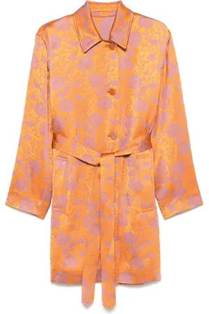 DRIES VAN NOTEN Kjole, Dame, Flerfarvet, XL, Orange Blomstret Frakke