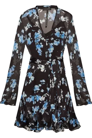 Guess Kjole, Dame, Flerfarvet, XS, Chiffon, Elegant Blomstret Chiffon Langærmet Kjole