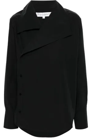 J.W.Anderson Bluser & Skjorter, Dame, Sort, XS, Bomuld, Sort Poplin Asymmetrisk Skjorte Design