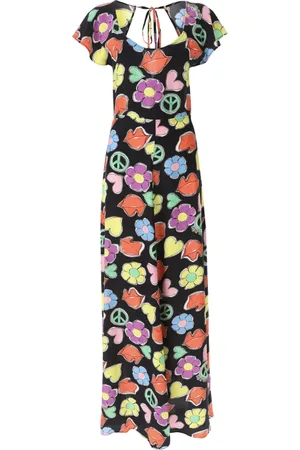 Moschino Kjole, Dame, Flerfarvet, XS, Symbol Print Lang Kjole