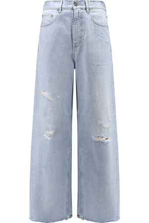 Golden Goose Jeans, Herre, Blå, W33, Bomuld, Blå Frayed Destroyed Jeans Made in Italy