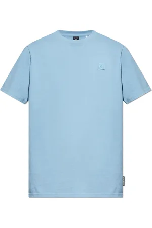 Moose Knuckles Top, Herre, Blå, XL, Bomuld, T-shirt med logo patch