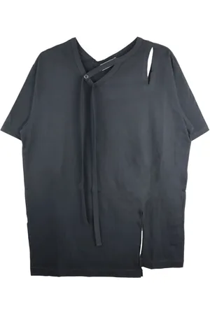 YOHJI YAMAMOTO Top, Herre, Sort, L, Bomuld, Sort Cut-Out Kortærmet T-shirt