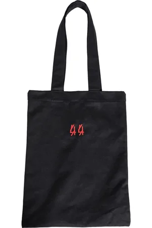 44 Label Group Taske, Herre, Sort, ONE SIZE, Bomuld, Sort lærredstote taske med broderi