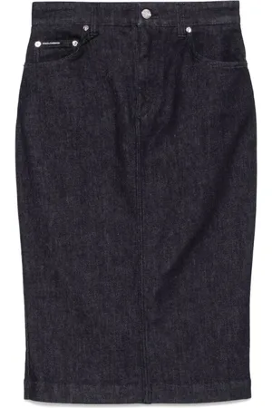 Dolce & Gabbana Nederdel, Dame, Blå, S, Denim, Blå Oxford Nederdel med Bagudgående Ventil