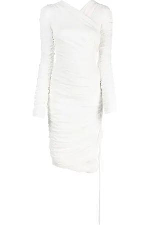 Khaite Kjole, Dame, Hvid, S, The Arabella Ruched Midi Dress