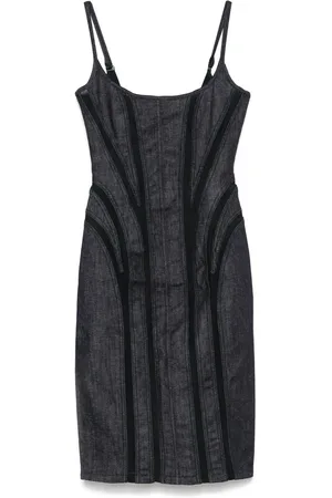 MUGLER Kjole, Dame, Blå, XS, Indigo Blå Scoop Neck Kjole