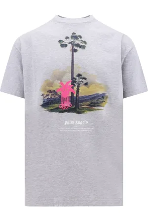 Palm Angels Top, Herre, Grå, XL, Bomuld, Grå Crew-Neck T-Shirt