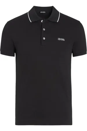 Ermenegildo Zegna Top, Herre, Sort, L, Bomuld, Sort Polo Sweater med Broderet Logo