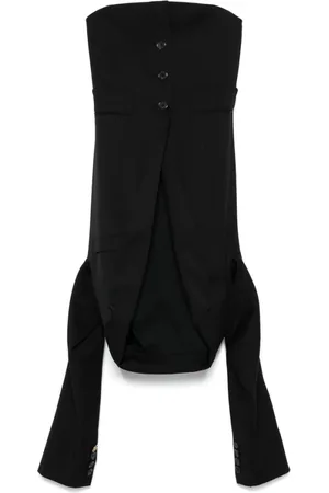 Moschino Kjole, Dame, Sort, S, Sort Draperet Kjole med Knaplukning