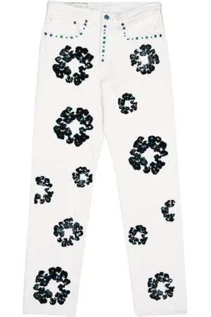 DENIM TEARS Jeans, Herre, Hvid, W38 L34, Rhinestone Wreath Jeans