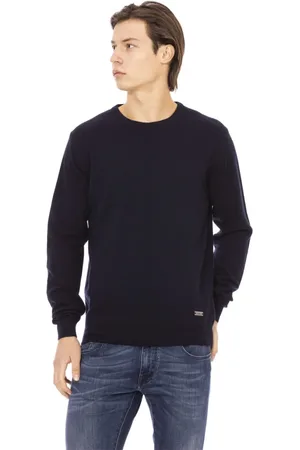 BALDININI Strik, Herre, Blå, S, Trendy Rund Hals Monogram Top