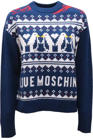 Moschino Strik, Dame, Blå, S, Uld, Kærlighed Uldblandingsbluse