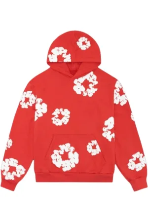 DENIM TEARS Sweathshirts & Hoodies, Herre, Rød, M, Bomuld, Rød Bomuldskrans Hættetrøje