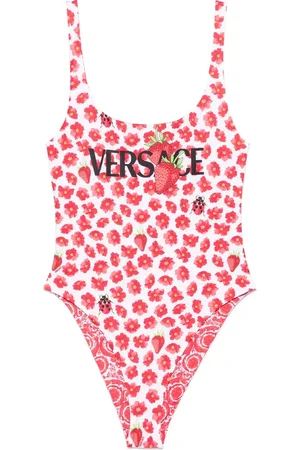 VERSACE Badetøj, Dame, Rød, L, Rød Vendbar Strandtøj med Signaturprint