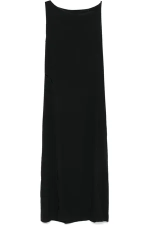 Y-3 Kjole, Dame, Sort, XS, Sort Logo Patch Asymmetrisk Hals Kjole