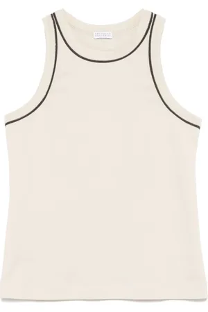 Brunello Cucinelli Top, Dame, , S, Crew Neck Sleeveless Bead Top