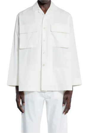 Jil Sander Jakke, Herre, Hvid, M, Bomuld, Æggeskal Bomuld Poplin Skjorte med Lommer