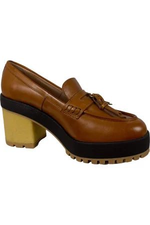 Hogan Sko, Dame, Brun, 36 EU, Læder, Grøn gummi hæl loafer sko