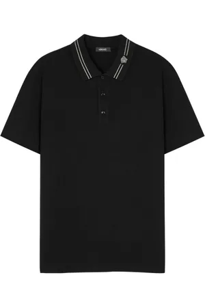 VERSACE Top, Herre, Sort, L, Sort Polo Krave Sweater