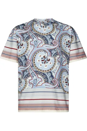 Etro Top, Herre, Flerfarvet, L, Bomuld, Multifarvet Paisley Stribet T-shirt