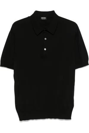 Ermenegildo Zegna Top, Herre, Sort, 3XL, Bomuld, Sort polotrøje med knaplukning