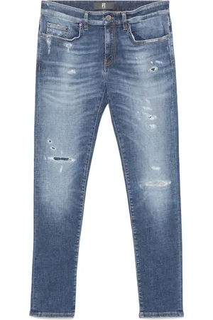 PT01 Jeans, Herre, Blå, W36, Denim, Indigo Blå Distressed Denim Jeans