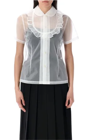 Comme des Garçons Bluser & Skjorter, Dame, Hvid, M, Tyl, Hvid Tylskjorte med Peter Pan-krave