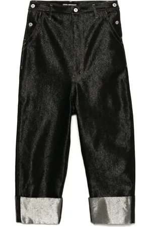 JUNYA WATANABE Jeans, Dame, Sort, S, Sorte bukser med knapper og bælte