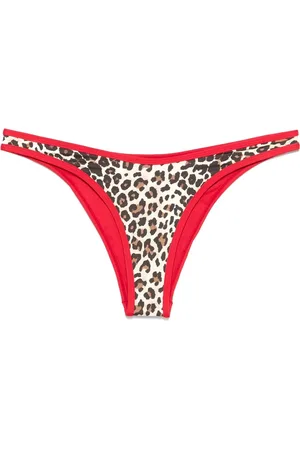 Frankies Bikinis Badetøj, Dame, Flerfarvet, L, Uld, Leopard Print Strandtøj med Kontrastkant