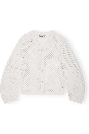 Ganni Strik, Dame, , M, Bomuld, Rhinestone Bomulds Cardigan