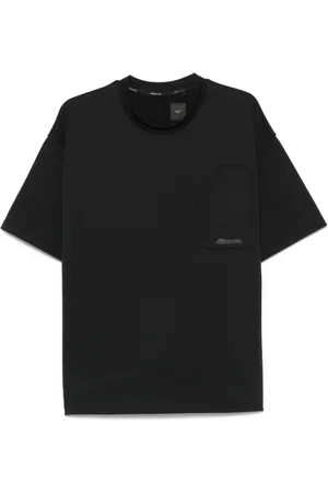Mizuno Top, Herre, Sort, S, Sort Brystlomme Rund Hals T-shirt